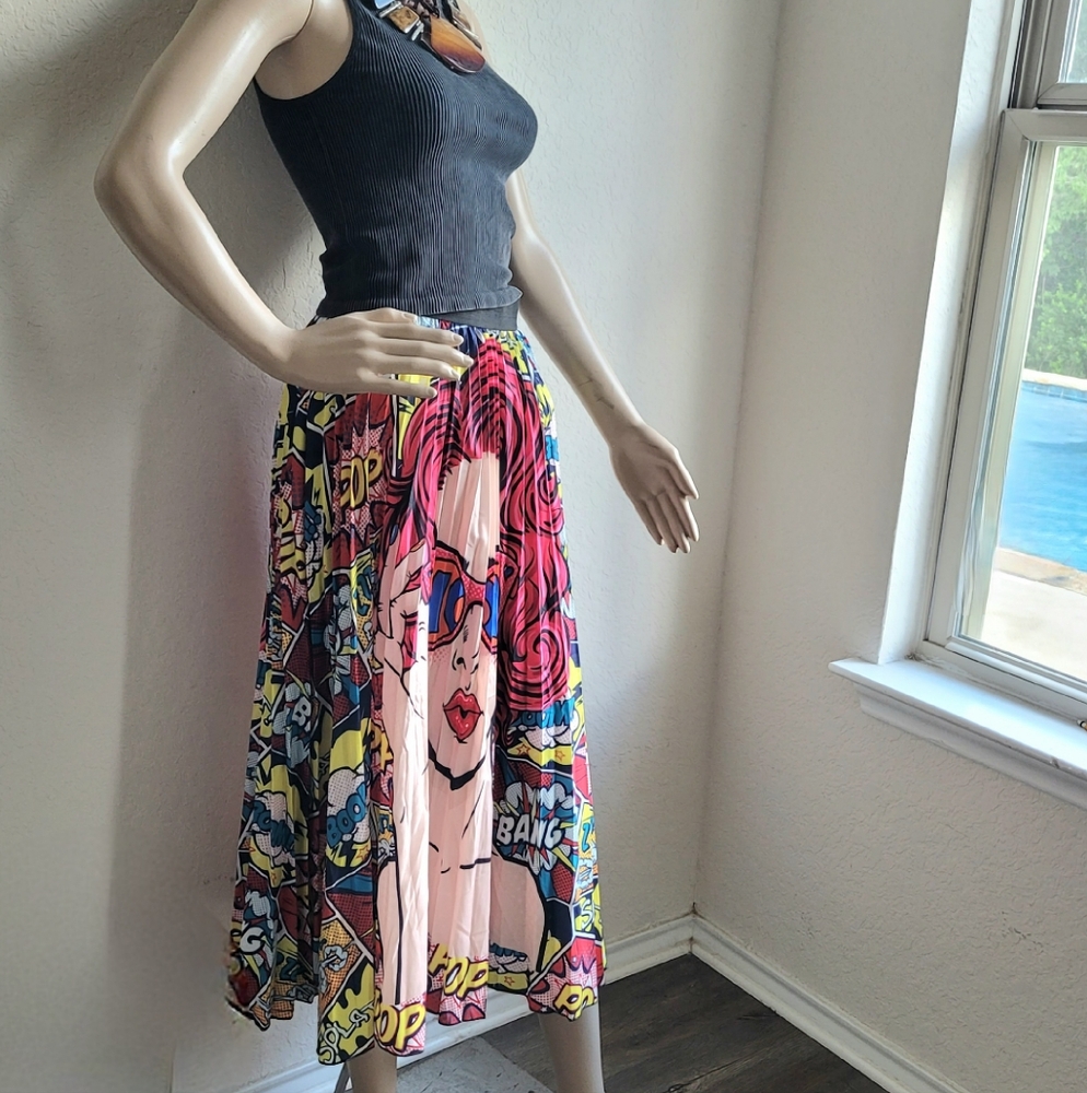 Pop Art Comic Graphic Skirt - Multicolor